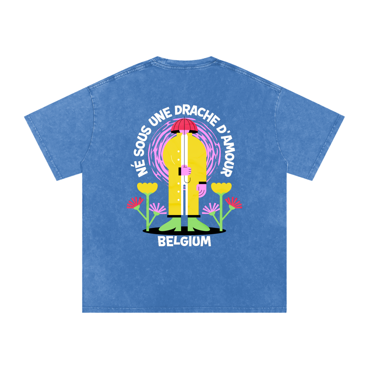 T-SHIRT BELGE - "Né sous une drache d'amour"