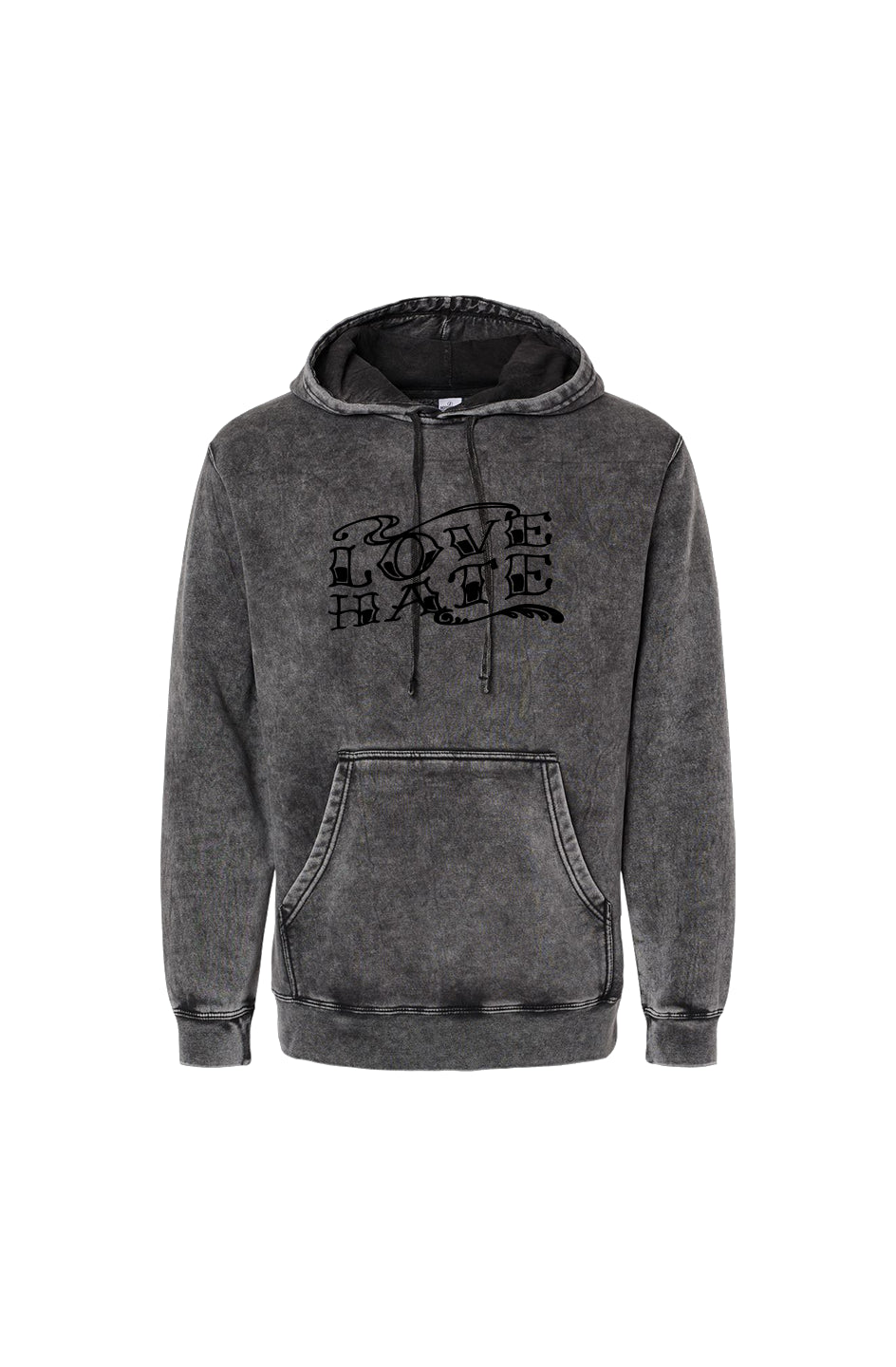 hoodie vintage noir love hate tatoo