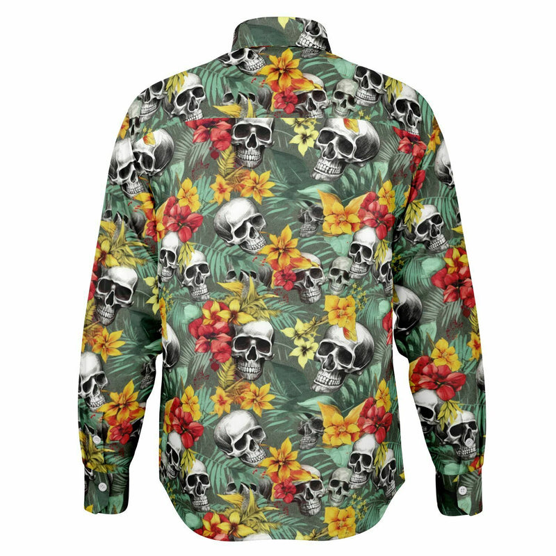 Chemise homme manches longues - Têtes de morts à fleurs