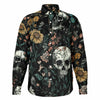 Chemise homme manches longues - Têtes de mort et Fleurs