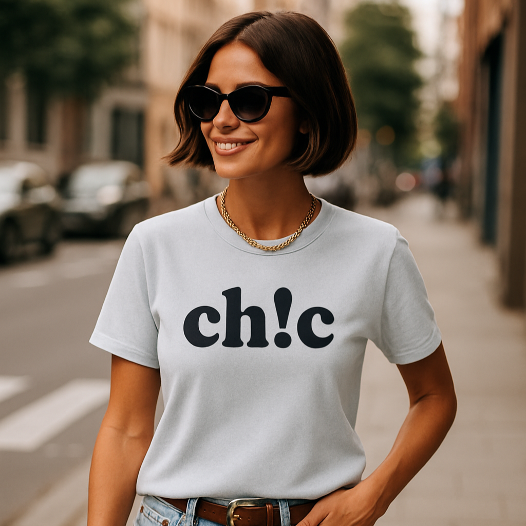 T-shirt femme "Chic" col rond délavé à l'acide - Essentiel de la mode décontractée