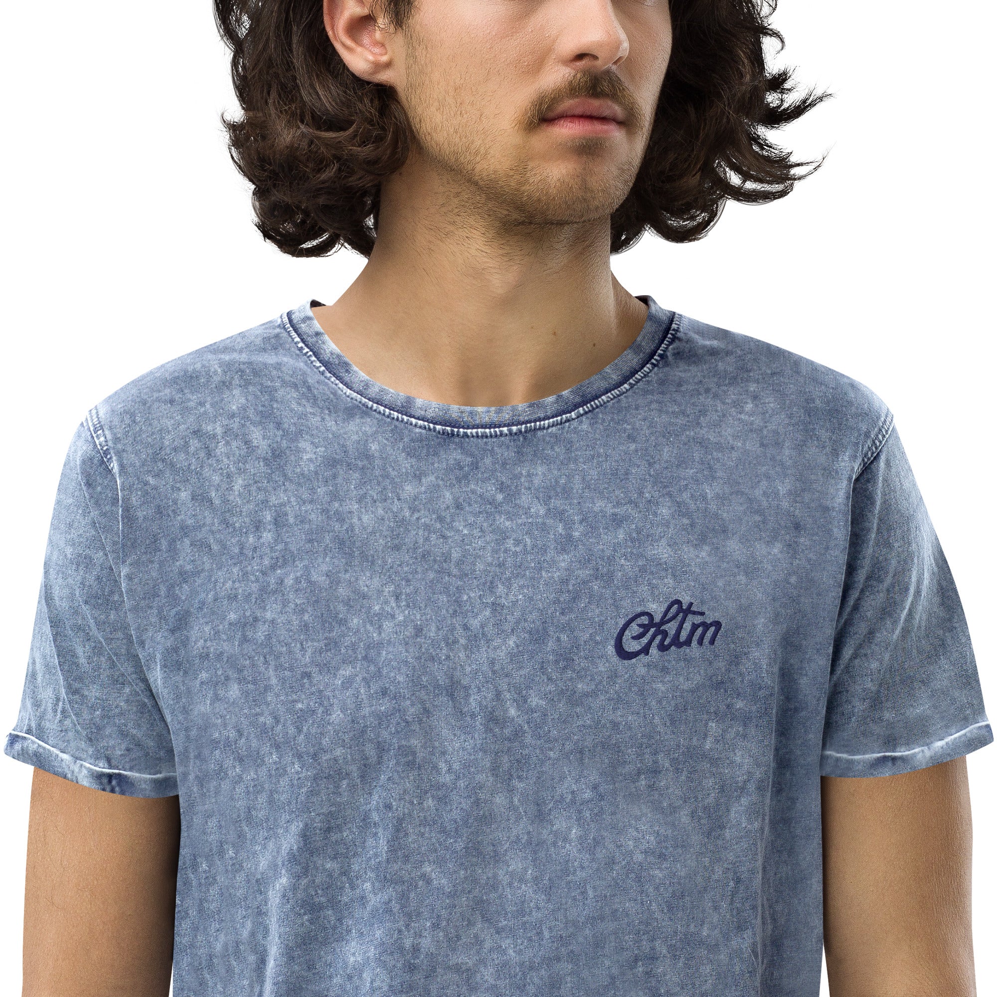 T-shirt Homme à Épaules Tombantes avec Couture Vintage en Gris