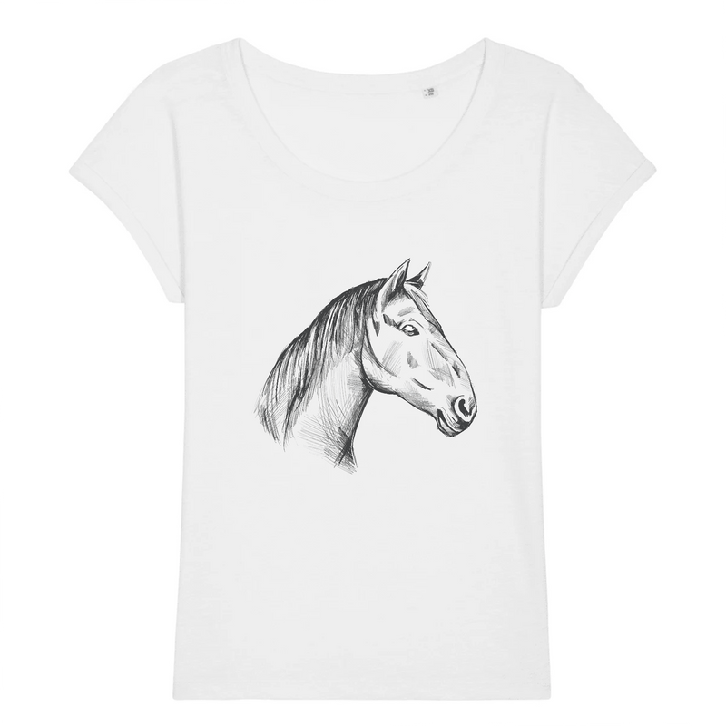 T-Shirt Femme - Dessin de cheval à la main