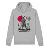 hoodie gris avec un dessin de samurai