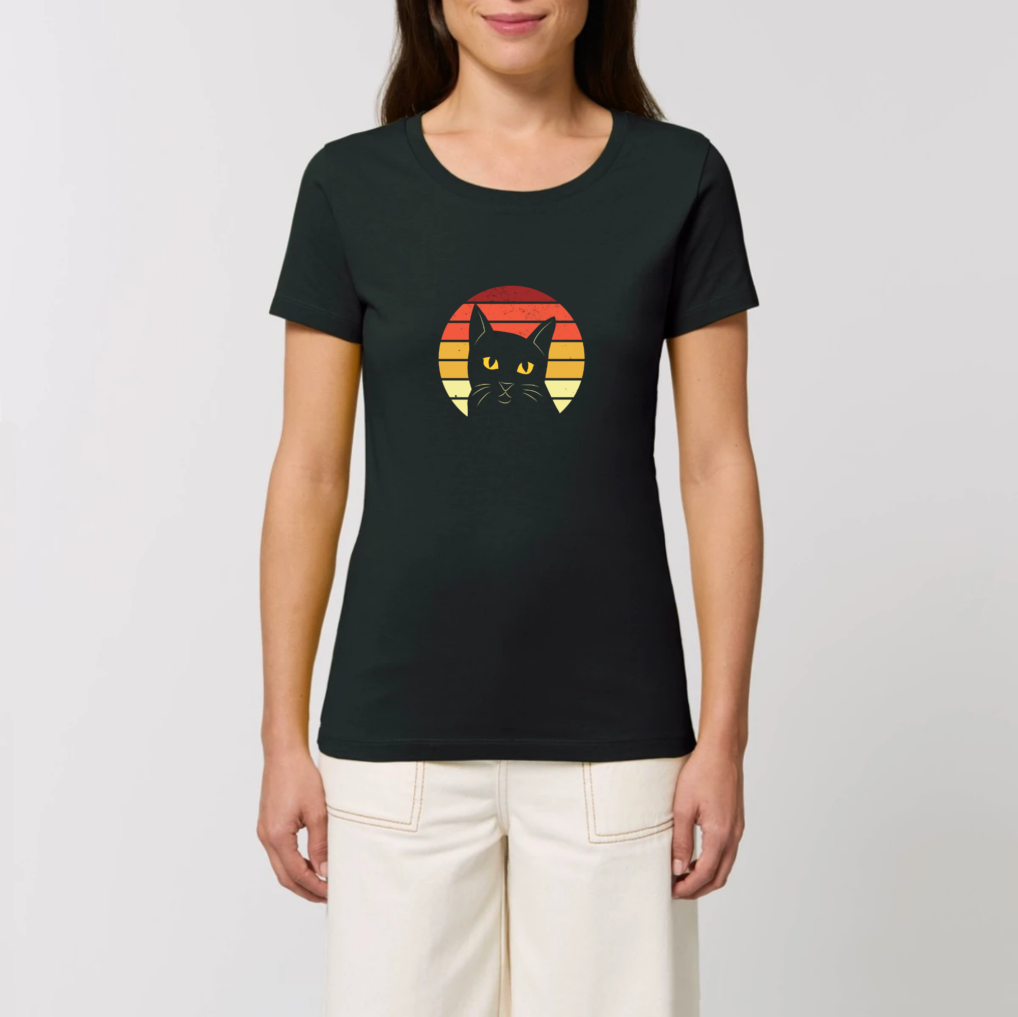 T-shirt femme - RETRO BLACK CAT