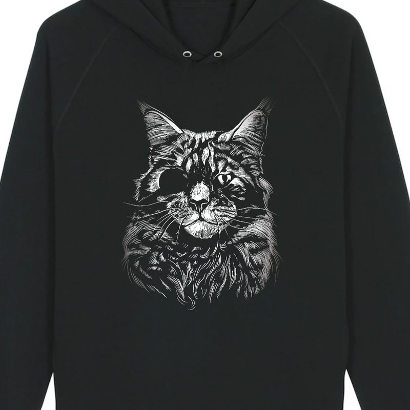 Pull à capuche - Chat borgne (poches latérales)