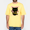 cat anime t shirt design japanese oversize jaune