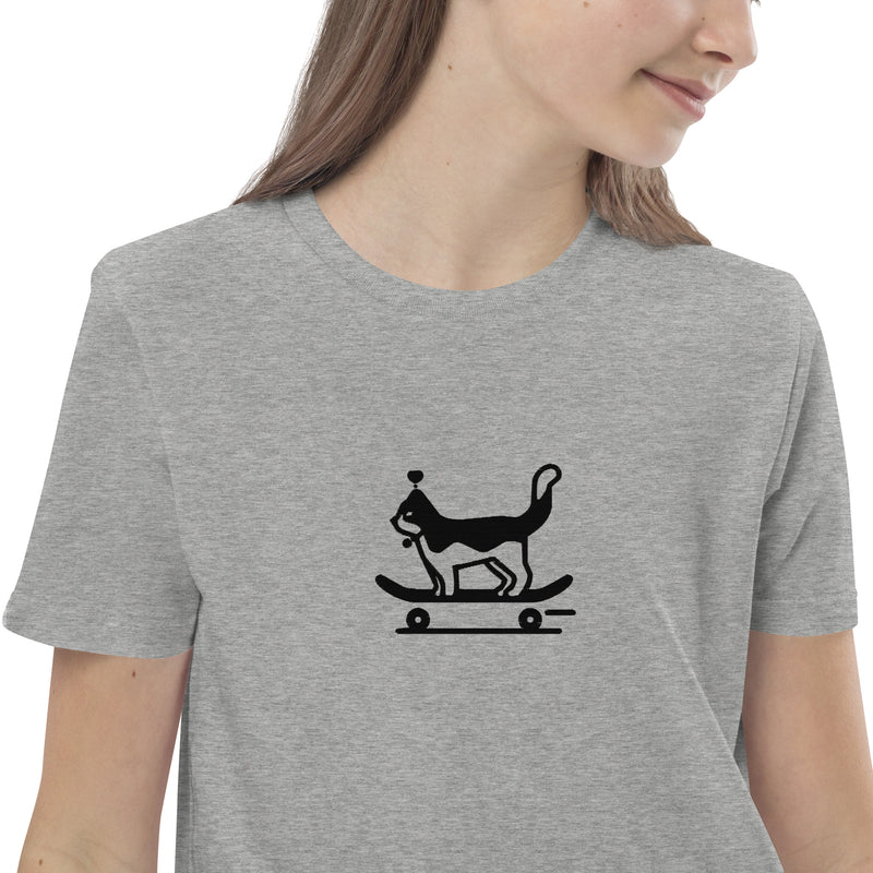 T-shirt enfant brodé - Funny cat skate