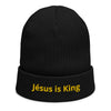Bonnet côtelé bio - "JESUS IS KING"
