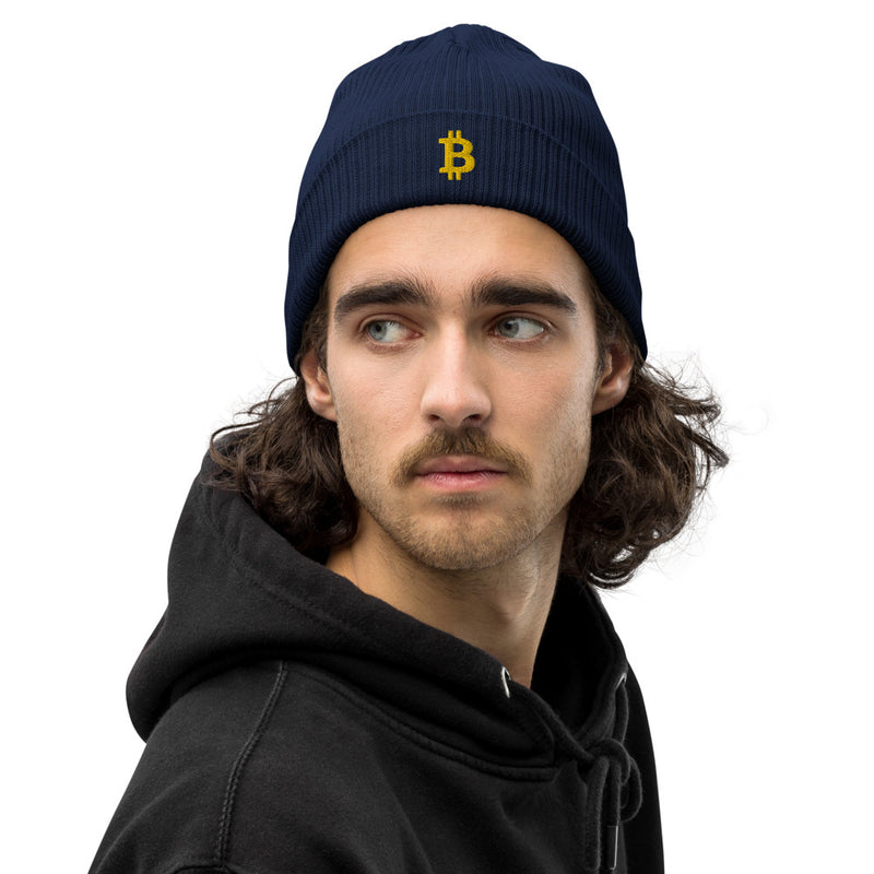 Bonnet côtelé bio - "BITCOIN" -  from chtmboutique by chtmboutique - BITCOIN, BONNET, CRYPTO