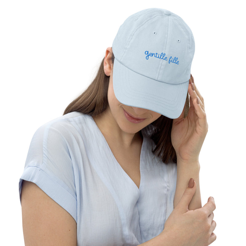 Casquette de baseball pastel bleu brodée - Gentille fille