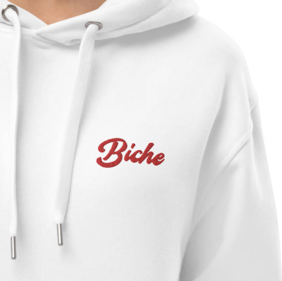 Pull à capuche femme brodé - "Biche"