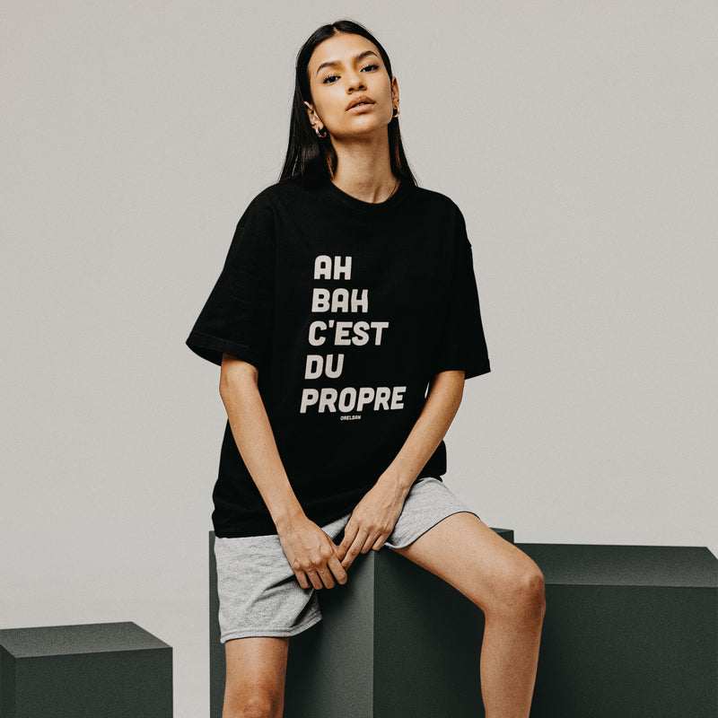 T-SHIRT OVERSIZE UNISEXE - "HA BAH C'EST DU PROPRE"