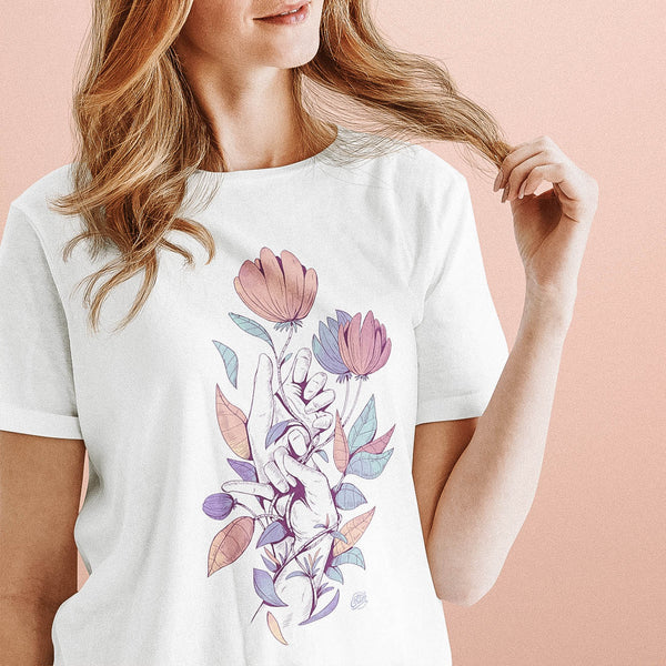Tee shirt fleur femme best sale
