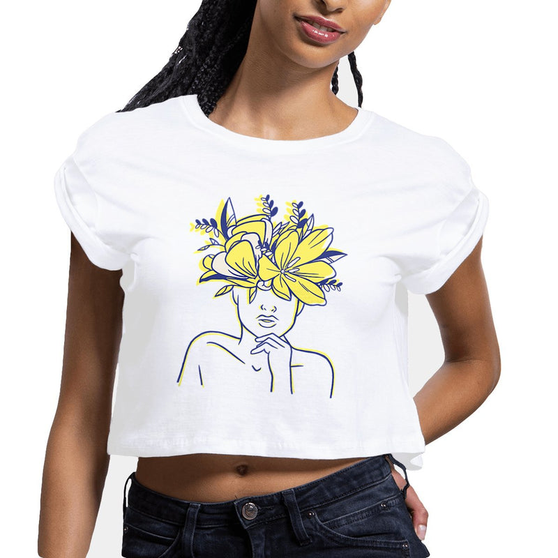 Crop top - Woman flower art